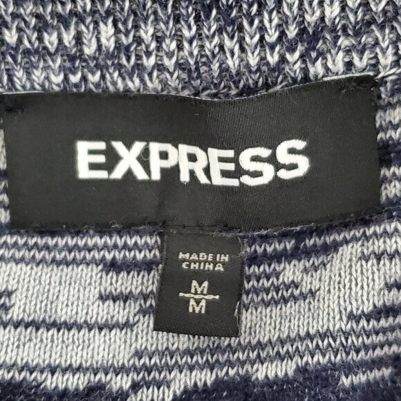 Express Black Gray White Striped Preppy Partial Button Front Sweater Top Size M - Picture 11 of 13